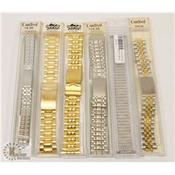 LOT OF 6 NEW STAINLESS STEEL WATCH BANDS