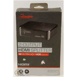 NEW ROCKETFISH 2 OUTPUT HDMI SPLITTER 4K ULTRA
