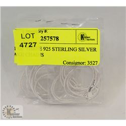 LOT OF THREE 925 STERLING SILVER SNAKE CHAINS