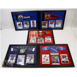 LOT OF 5 FRAMED HOCKEY CARD PICTURES INCL EDMONTON