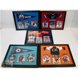 LOT OF 5 FRAMED HOCKEY CARD PICTURES INCL EDMONTON