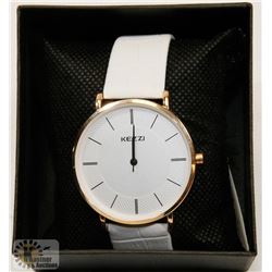 NEW KEZZIE LADIES WATCH WHITE W/ GENUINE STRAP