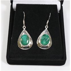 #57-NATURAL GREEN EMERALD  GEMSTONE EARRINGS