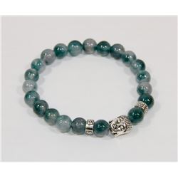 #120-NATURAL GREEN FLUORITE BEAD BRACELET 8MM