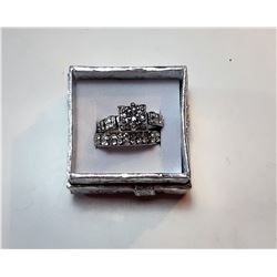 8)  2 PCE WHITE TOPAZ WEDDING SET