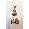 Image 1 : 19)  GOLD TONE WITH BLACK & CLEAR CRYSTAL