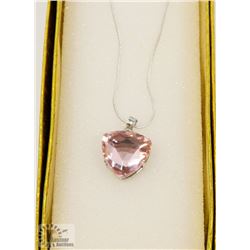 925 STERLING SILVER PINK STONE NECKLACE