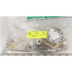 LARGE BAG OF ESTATE JEWELRY INCL EARRINGS &