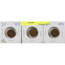 LOT OF 3 USA INDIAN HEAD PENNIES VARIOUS YEARS