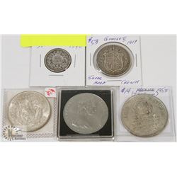 LOT OF 5 ASSORTED WORLD COINS