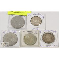 LOT OF 5 ASSORTED WORLD COINS