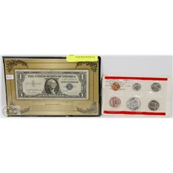 1957  USA $1 SILVER CERTIFICATE & 1968 SEALED COIN
