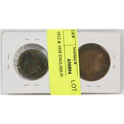 1912 & 1938 ENGLISH PENNIES