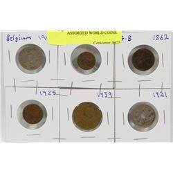 LOT OF 6 ASSORTED WORLD COINS.