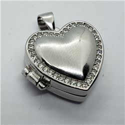 1) STERLING SILVER CUBIC ZIRCONIA LOCKET PENDANT