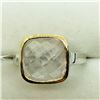 Image 1 : 124) RHODIUM PLATED ROSE QUARTZ RING