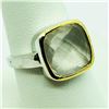 Image 2 : 124) RHODIUM PLATED ROSE QUARTZ RING