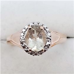 153) ROSE GOLD PLATED ST. SILVER MORGANITE RING