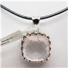 Image 1 : 132) RHODIUM PLATED ROSE QUARTZ NECKLACE