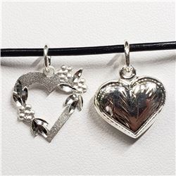 197) STERLING SILVER 2 HEART PENDANT NECKLACE