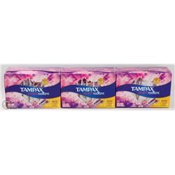 THREE BOXES OF TAMPAX POCKET RADIANT TAMPONS