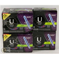 FOUR BOXES OF U BY KOTEX TAMPONS