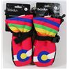 Image 1 : BOODUN LOT OF 2 KID/TEEN MED WINTER SKI GLOVES,