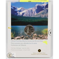 2005 FIRST DAY ALBERTA CENTENNIAL 25 CENT COIN