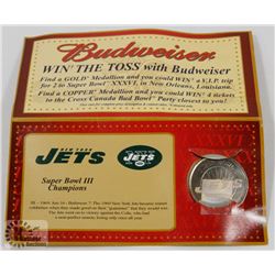 BUDWEISER SUPERBOWL XXXVI COMM MEDALLION JETS