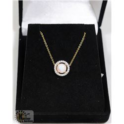 #116-TRIPLE OPAL & CZ PENDANT &  NECKLACE