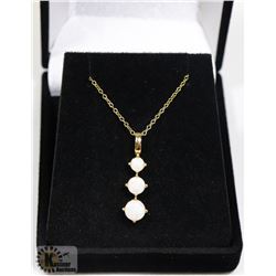 #122-TRIPLE OPAL  PENDANT &  NECKLACE
