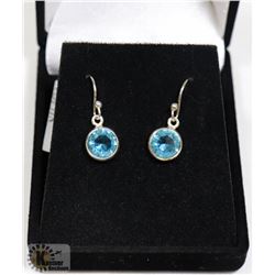 #42-BLUE CZ DANGLING EARRINGS