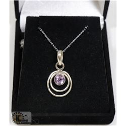 #53-NATURAL PURPLE AMETHYST PENDANT & NECKLACE