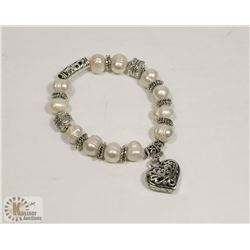 #78-FRESH WATER PEARL WITH HEART SHAPE BRACELET