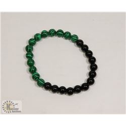#73-NATURAL MALACHITE & MATTE BEAD BRACELET 8MM