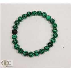 #70-NATURAL MALACHITE & MATTE BEAD BRACELET 8MM