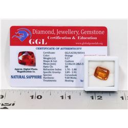 #103-NATURAL ORANGE SAPPHIRE LOOSE GEMSTONE 9.27CT