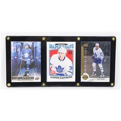 LOT OF 3 AUSTON MATTHEWS CARDS INCL ROOKIE CARD.