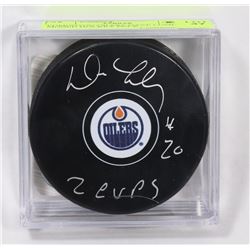 EDMONTON OILERS DAVE LUMLEY SIGNED HOCKEY PUCK