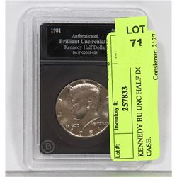 KENNEDY B UNC HALF DOLLAR IN CASE.