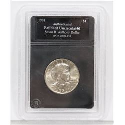 1981 ENCASED US SUSAN B. ANTHONY $1.00 COIN.