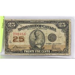 1923 CANADIAN SHINPLASTER.