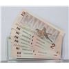 Image 1 : LOT OF 10- 1986 CANADIAN SEQUENTIAL $2 ROBIN BILLS