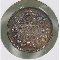 1905 CANADIAN EDWARD VII 5 CENT COIN