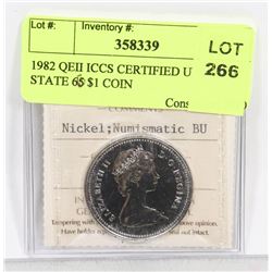 1982 QEII ICCS CERTIFIED UNC MINT STATE 65 $1 COIN