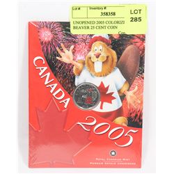 UNOPENED 2005 COLORIZED BEAVER 25 CENT COIN