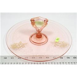 PINK DEPRESSION GLASS  ORNATE DESIGN