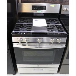 GE 30" FREE STANDING STEAM CLEAN GAS RANGE.