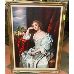 OIL ON CANVAS PAINTING FRAMED 29" X 41" "LADY IN