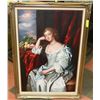 Image 1 : OIL ON CANVAS PAINTING FRAMED 29" X 41" "LADY IN